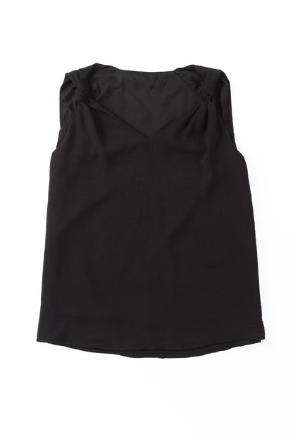 Black V Neck Knotted Shoulder Vest - Snoopy's Closet