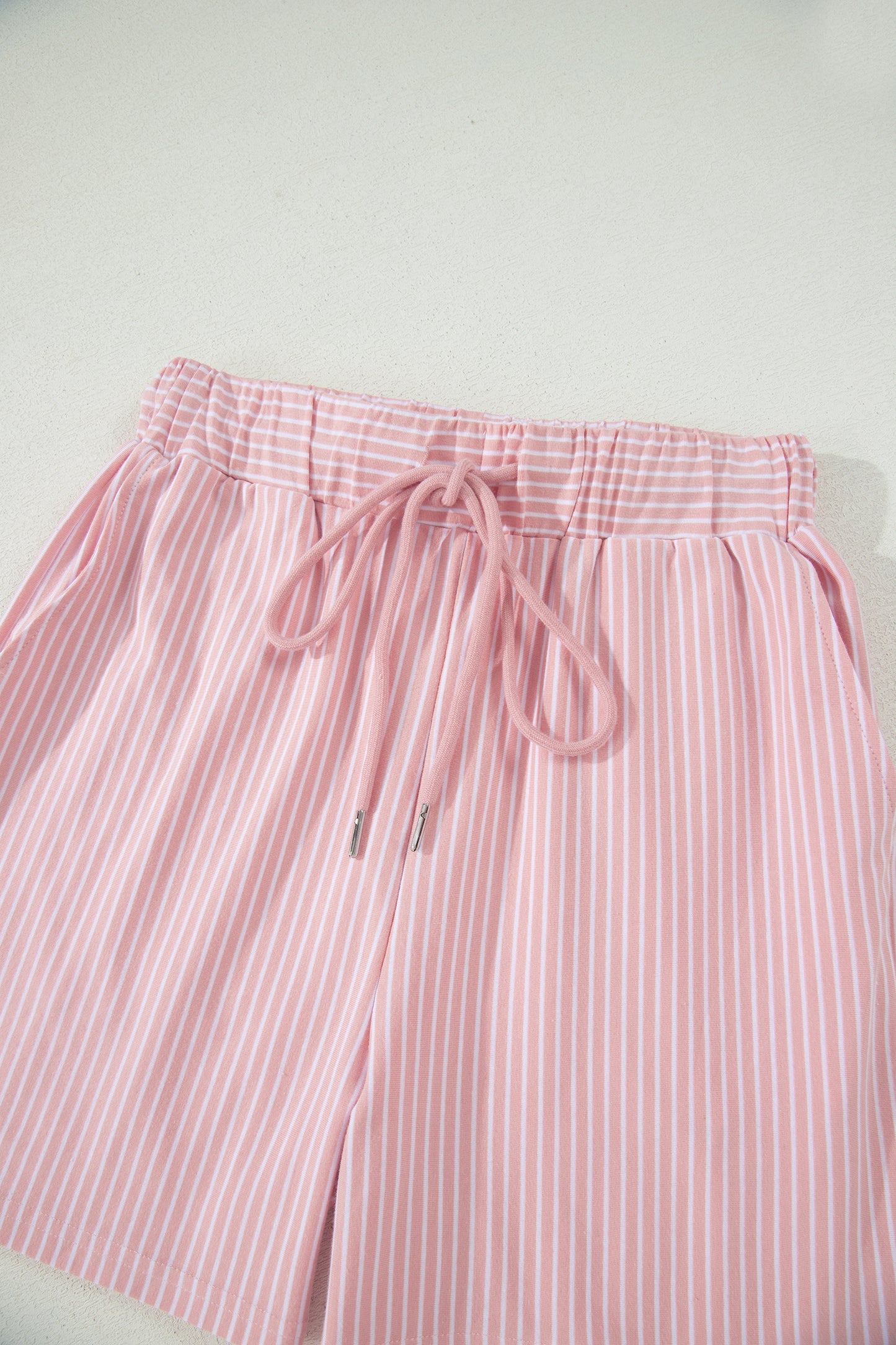 Pink Stripe Dolman Sleeve Polo Shirt and Drawstring Shorts Set - Snoopy's Closet