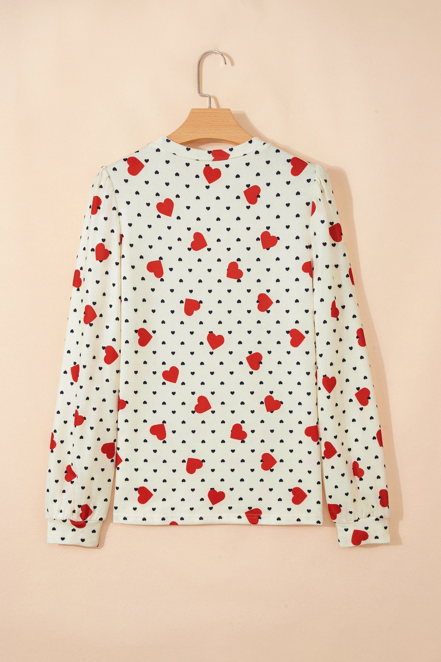 Beige Flower Heart Festive Valentine Blouse - Snoopy's Closet