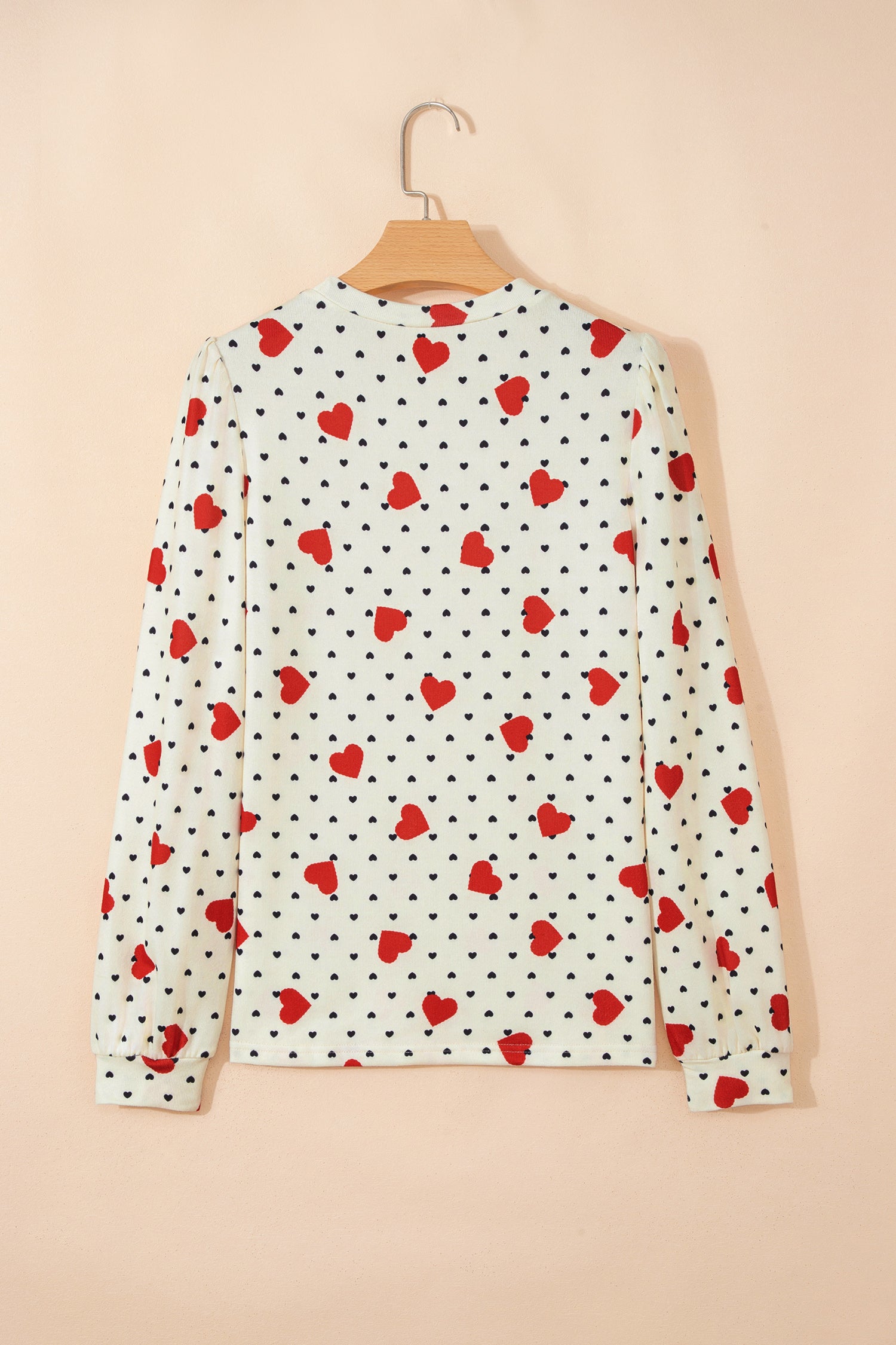 Beige Flower Heart Festive Valentine Blouse