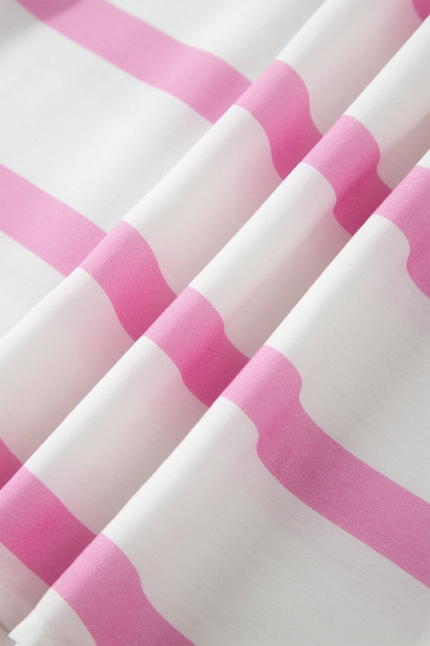 Pink Stripe Ricrac Trim Notched Neck Half Sleeve Vacation Dress - Snoopy's Closet