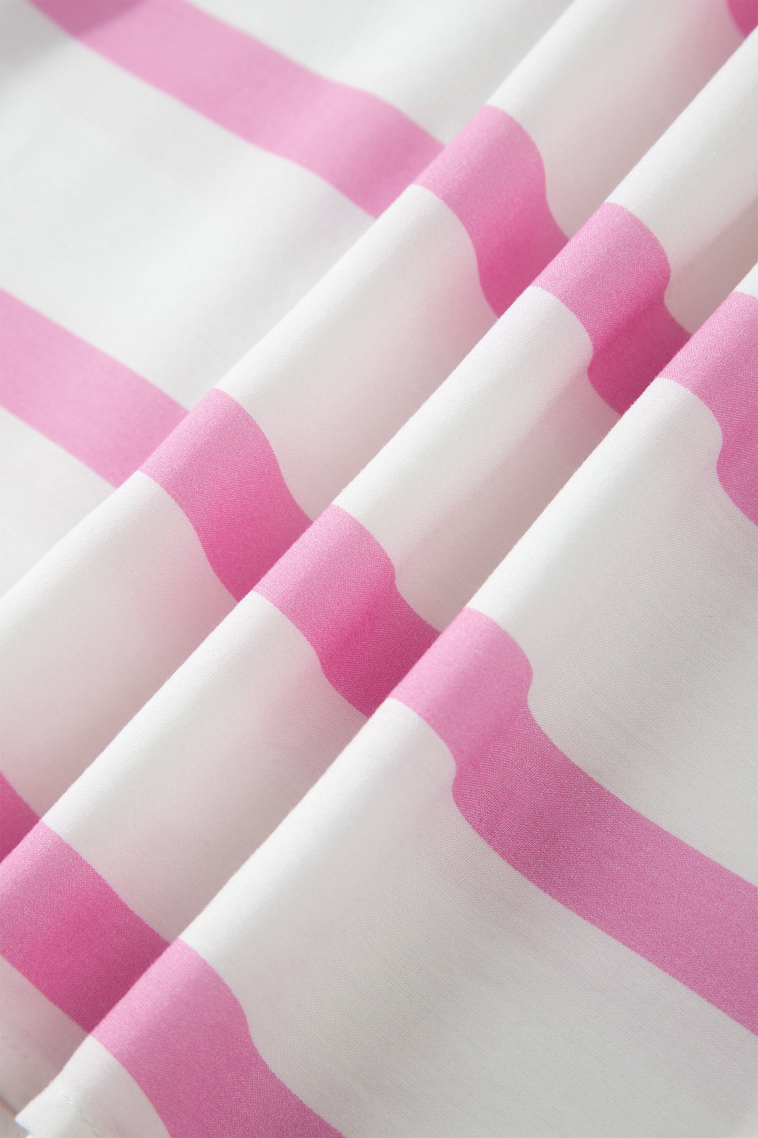Pink Stripe Ricrac Trim Notched Neck Half Sleeve Vacation Dress - Snoopy's Closet