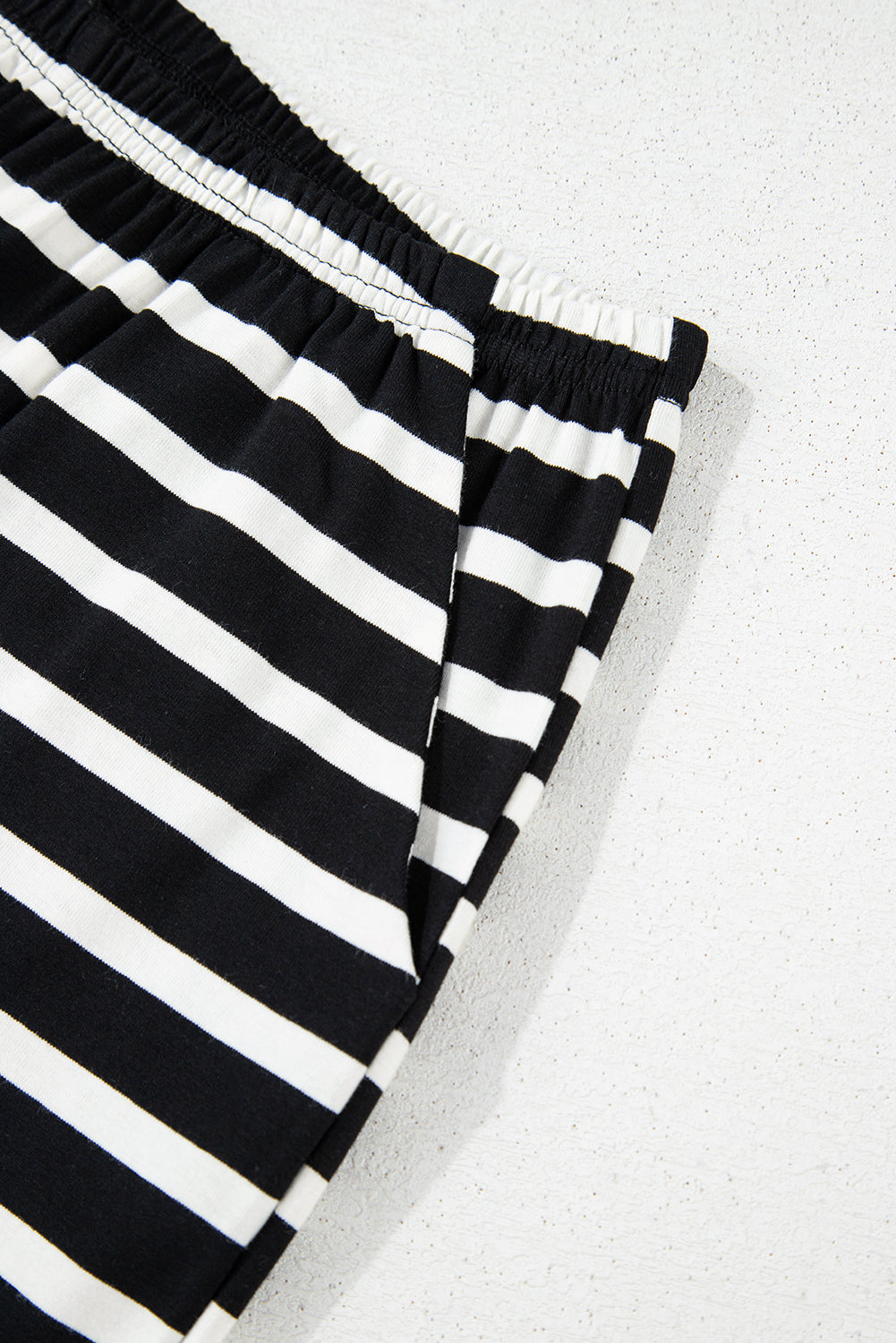 Black White Striped Short Sleeve Top and Shorts Set - Snoopy's Closet