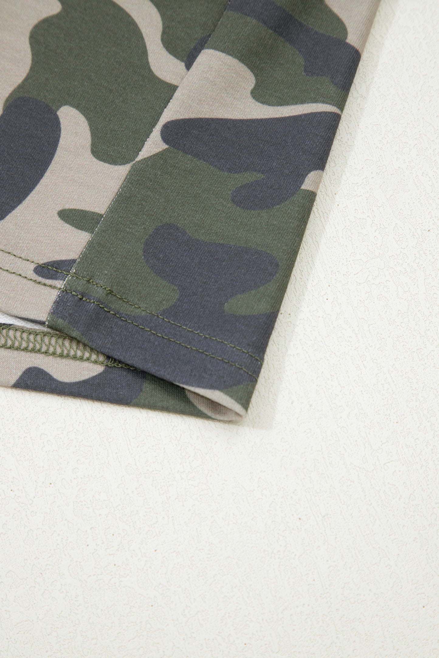 Green Tie Elastic Waist Pocketed Plus Size Camo Shorts - Snoopy's Closet