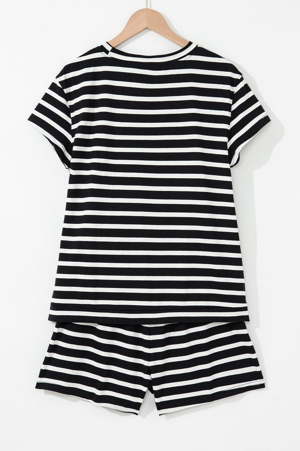 Black White Striped Short Sleeve Top and Shorts Set - Snoopy's Closet