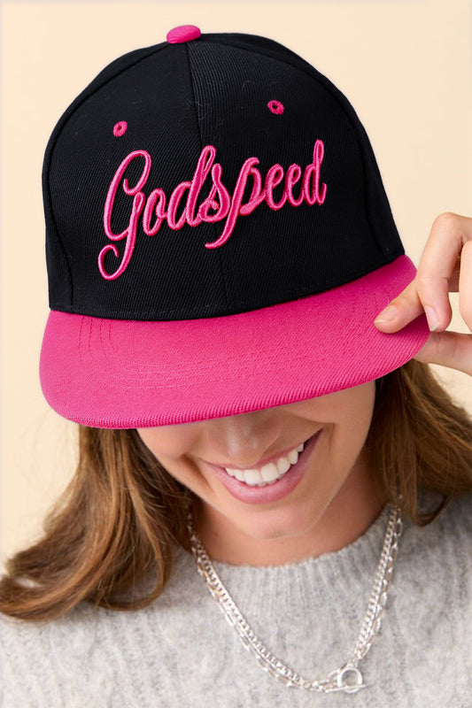 Gorra bordada de bloque de color con la letra Godspeed Rosa Roja