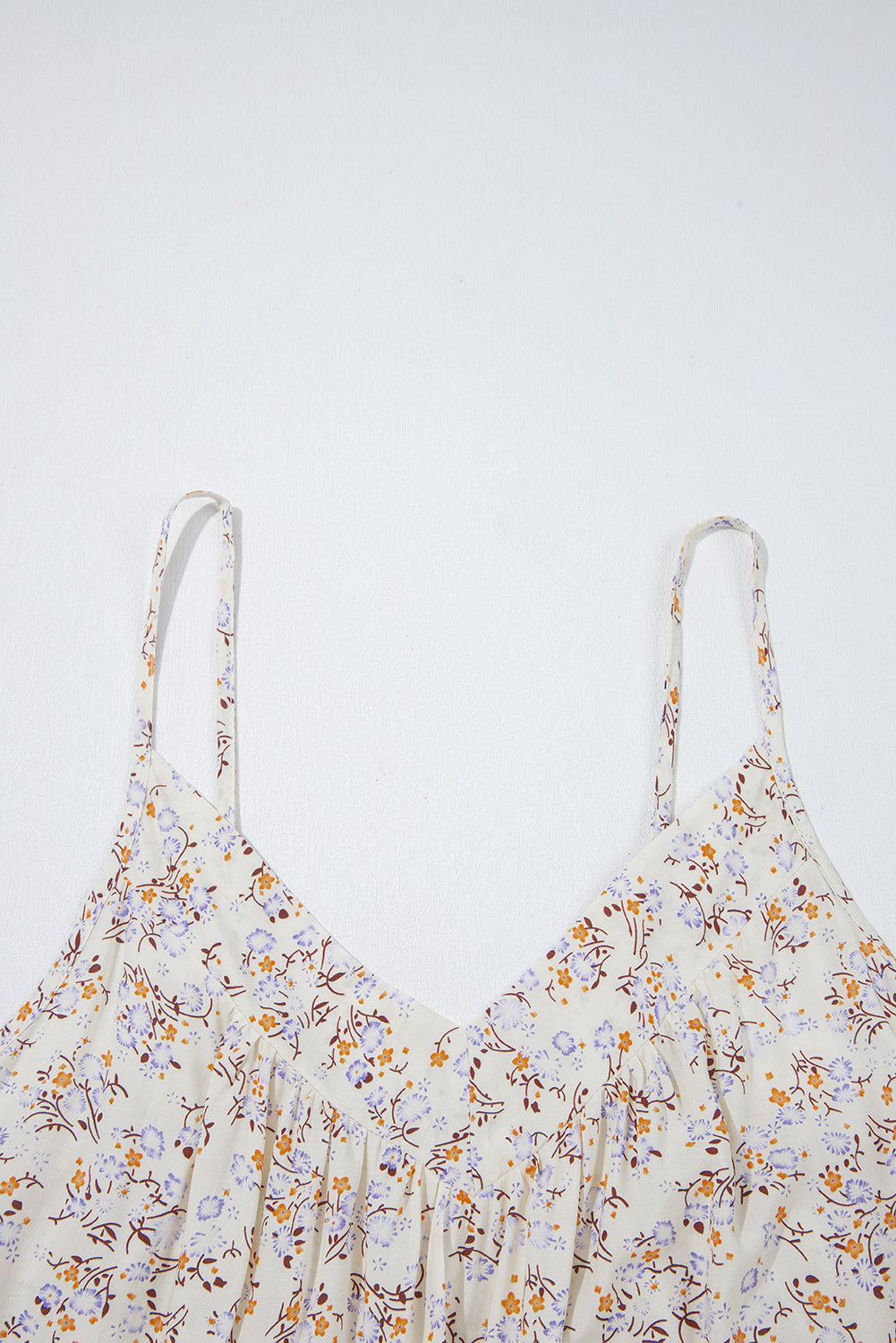 Apricot Boho Floral Spaghetti Straps Tank Top - Snoopy's Closet