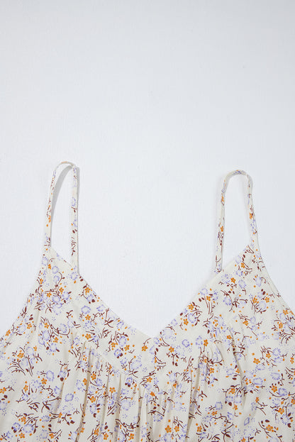 Apricot Boho Floral Spaghetti Straps Tank Top - Snoopy's Closet