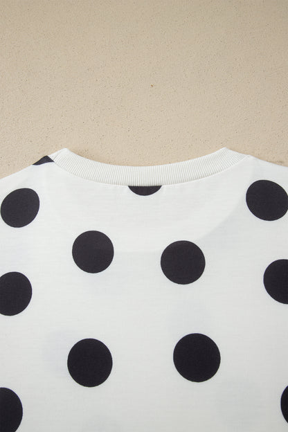 White Polka Dot Short Sleeve Top Casual Skort 2pcs Outfit - Snoopy's Closet