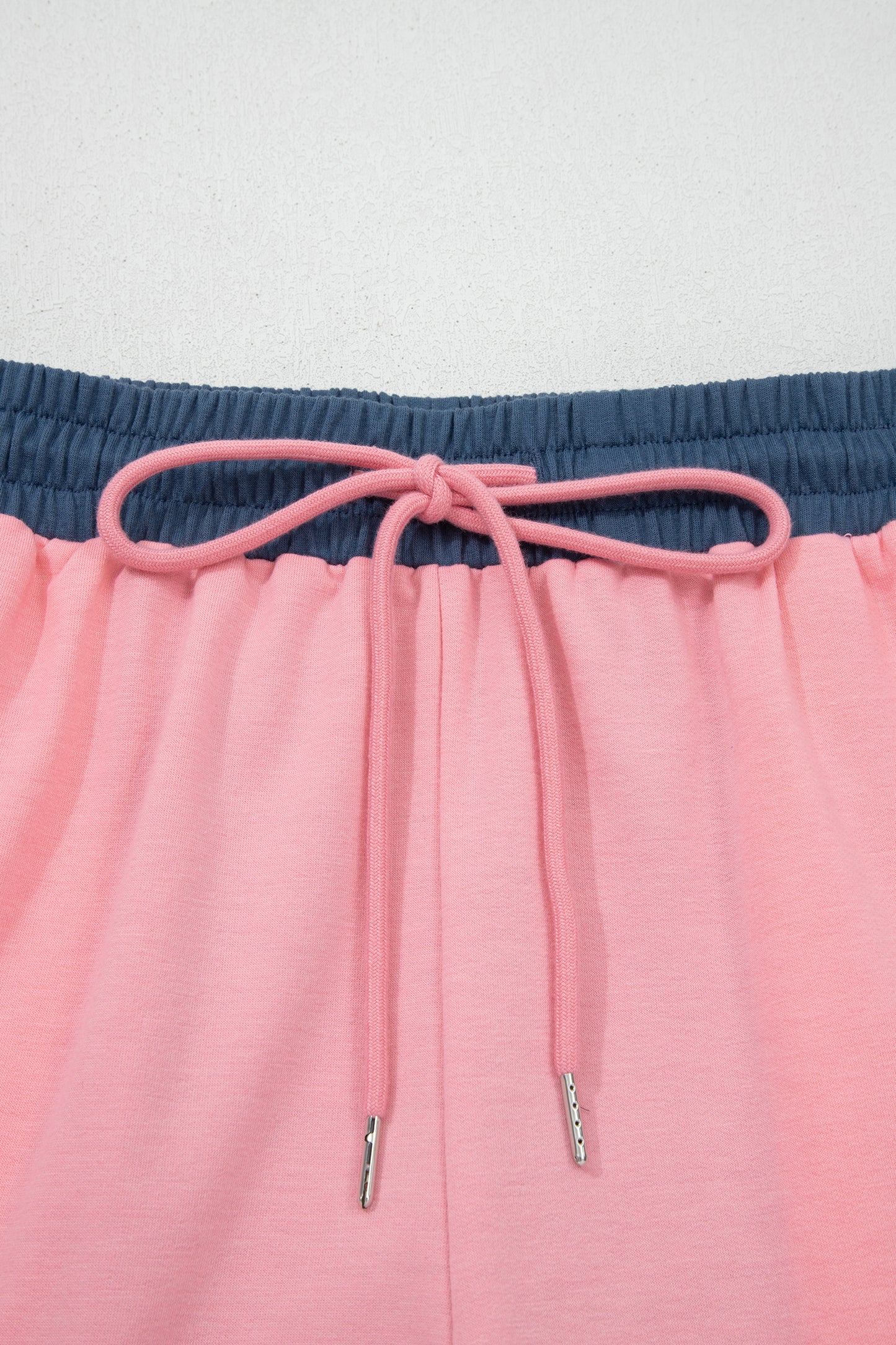 Pink Color Block Patchwork Varsity Striped Detail Drawstring Elastic Waist Shorts - Snoopy's Closet