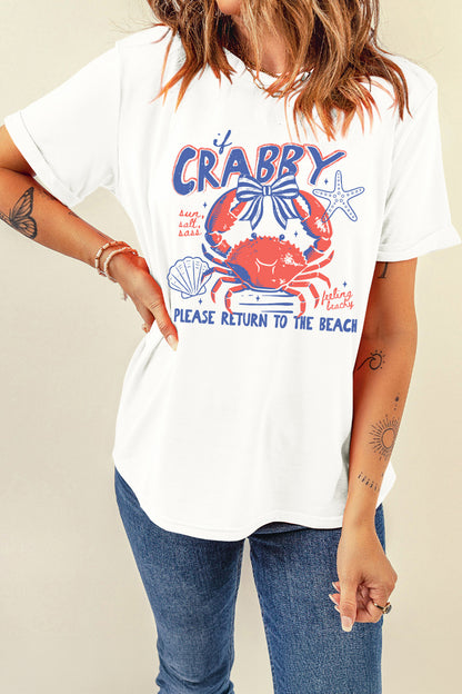 Camiseta blanca de tirantes finos con gráfico Crabby Vacation