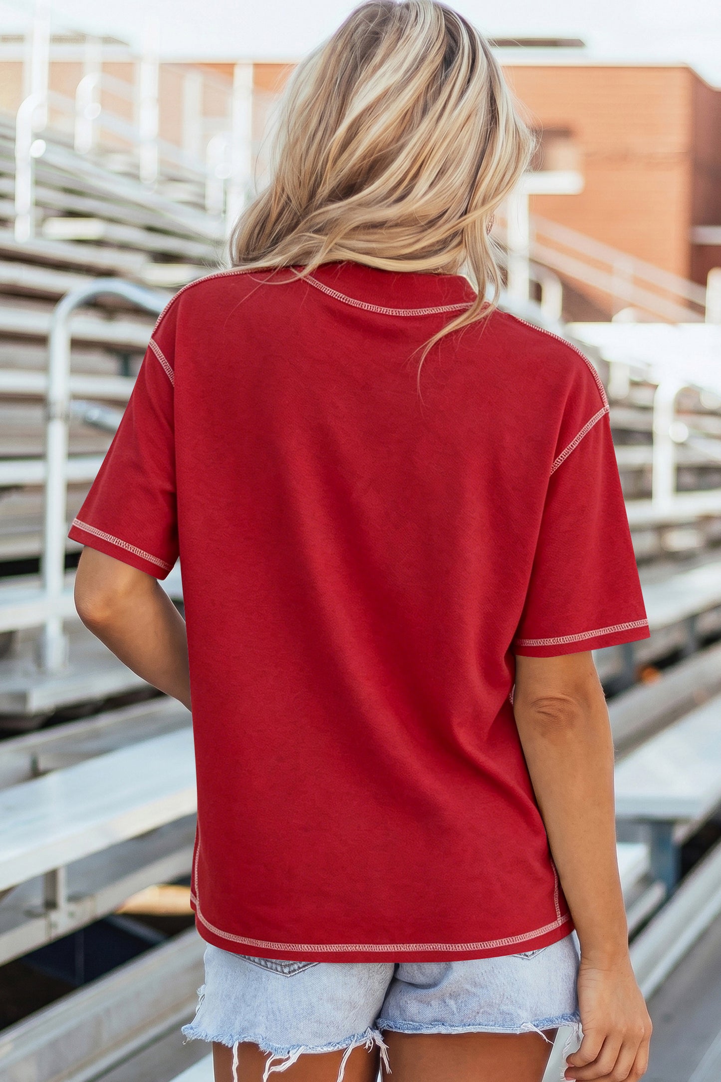 Camiseta Roja de Carreras Reversible con Costuras en Contraste