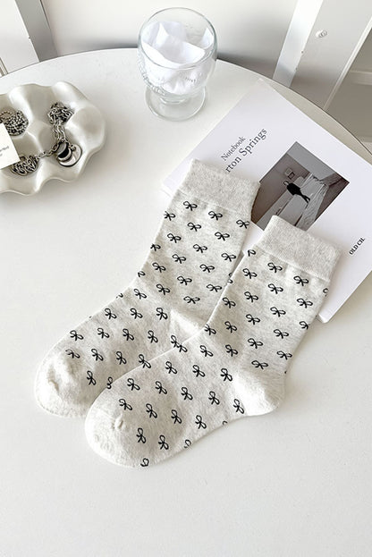 White Bow Knots Ribbed Edge Crew Socks - Snoopy's Closet