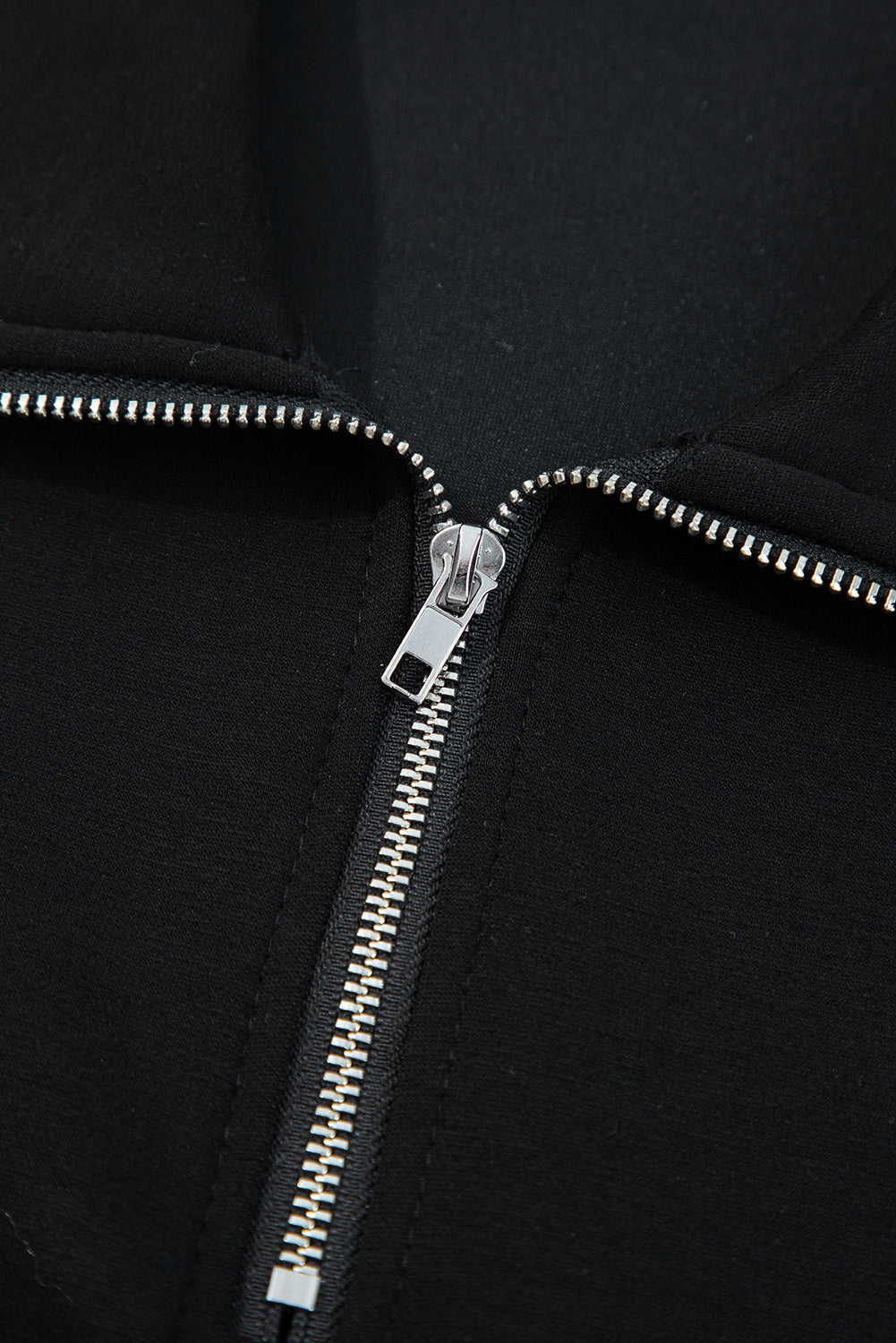 Black Zip Collar Long Sleeve Top Drawstring Pants Set - Snoopy's Closet