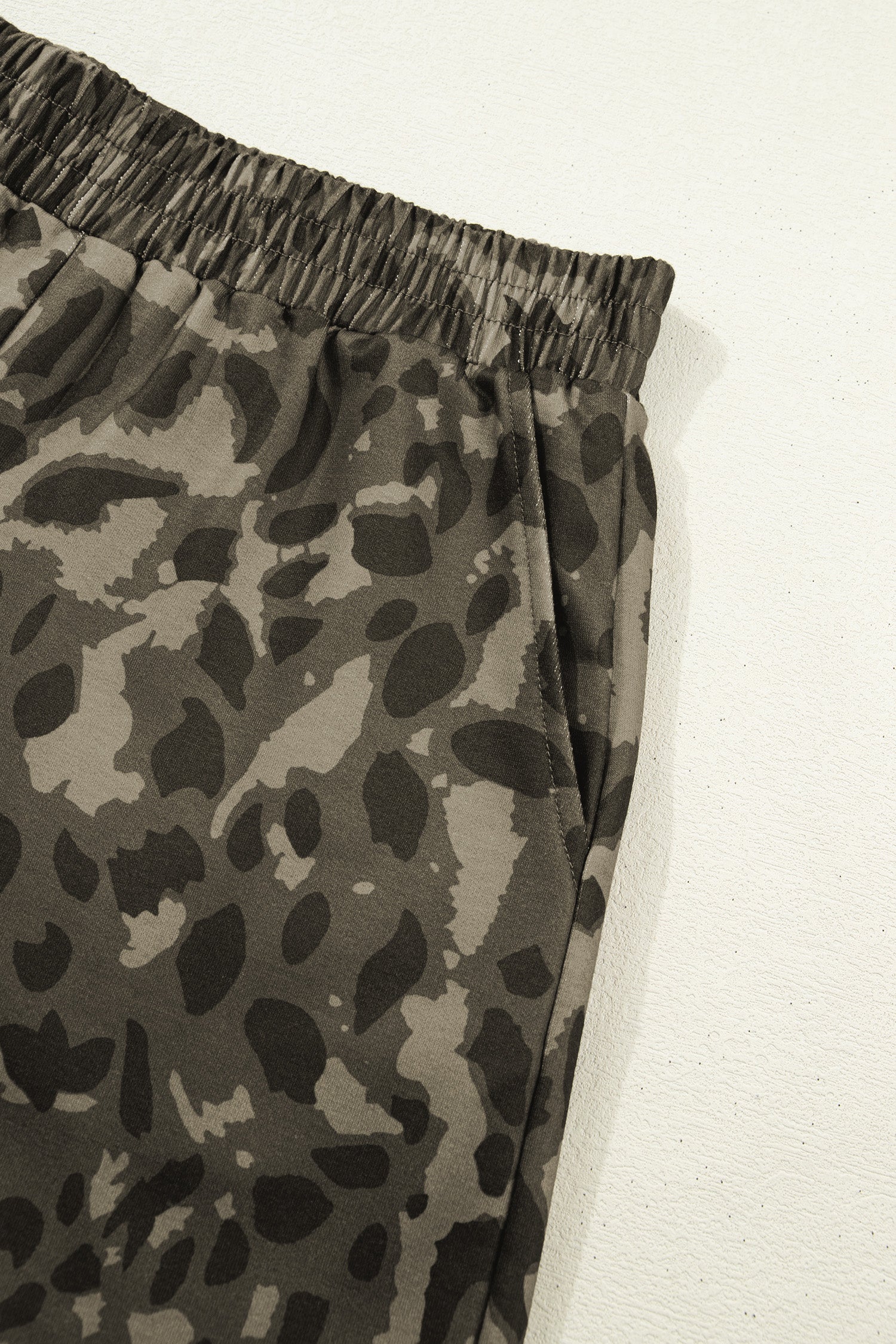 Brown Leopard Print Crew Neck Short Set - Snoopy's Closet